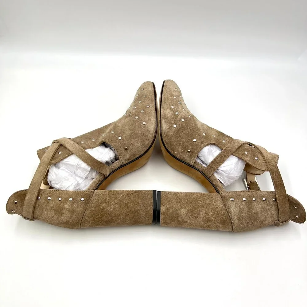 Navyboot Womens Size 38 EU Beige Greige Taupe Suede Leather Heels Shooties Shoes